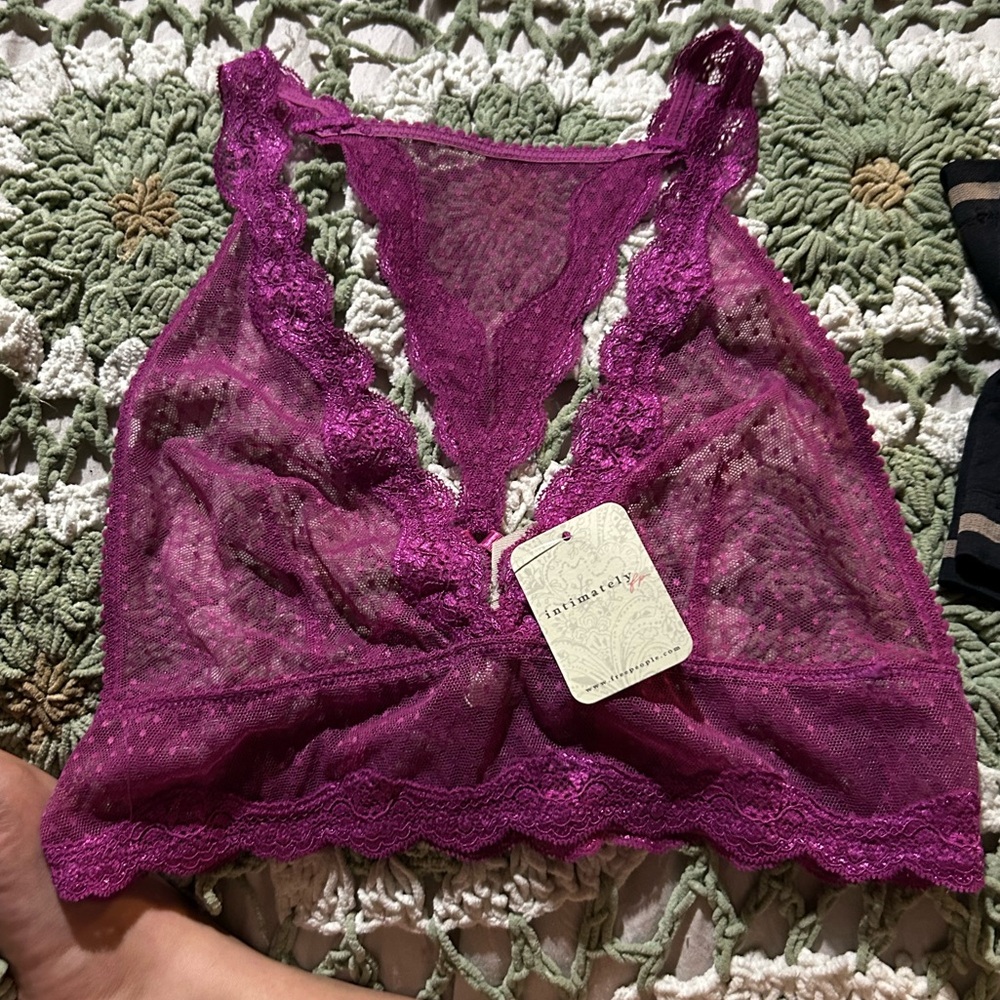 Lace Plunge Bralette in Rich Purple
